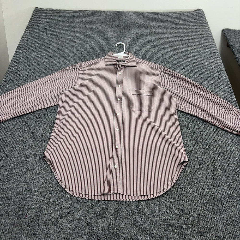 Luciano Barbera Button Up Shirt Men 42IT Red Striped Cotton Spread Collar Luxury